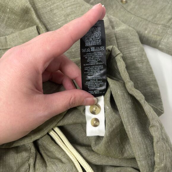 Asos Design Shirt Men's Small Tall Brown Linen Overshirt Drawstring Button Front - Picture 10 of 10